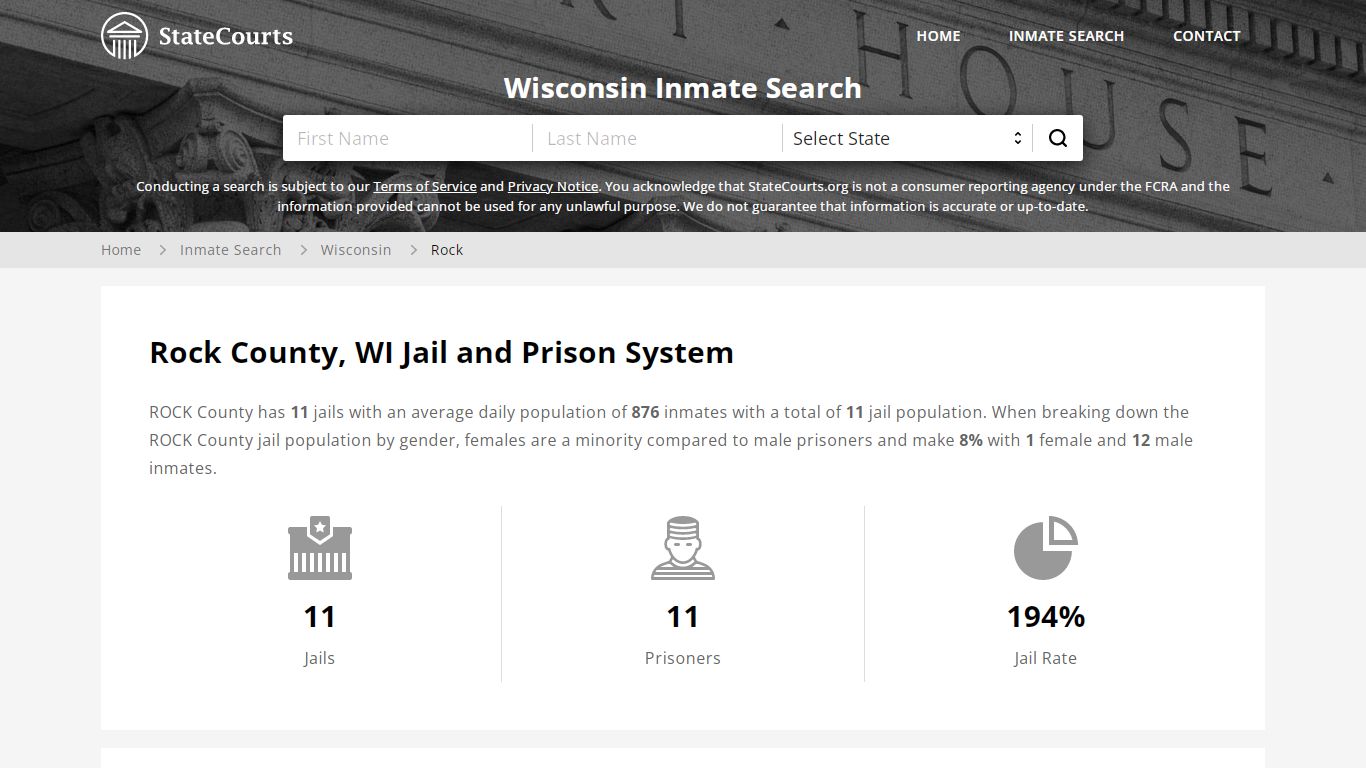 Rock County, WI Inmate Search - StateCourts