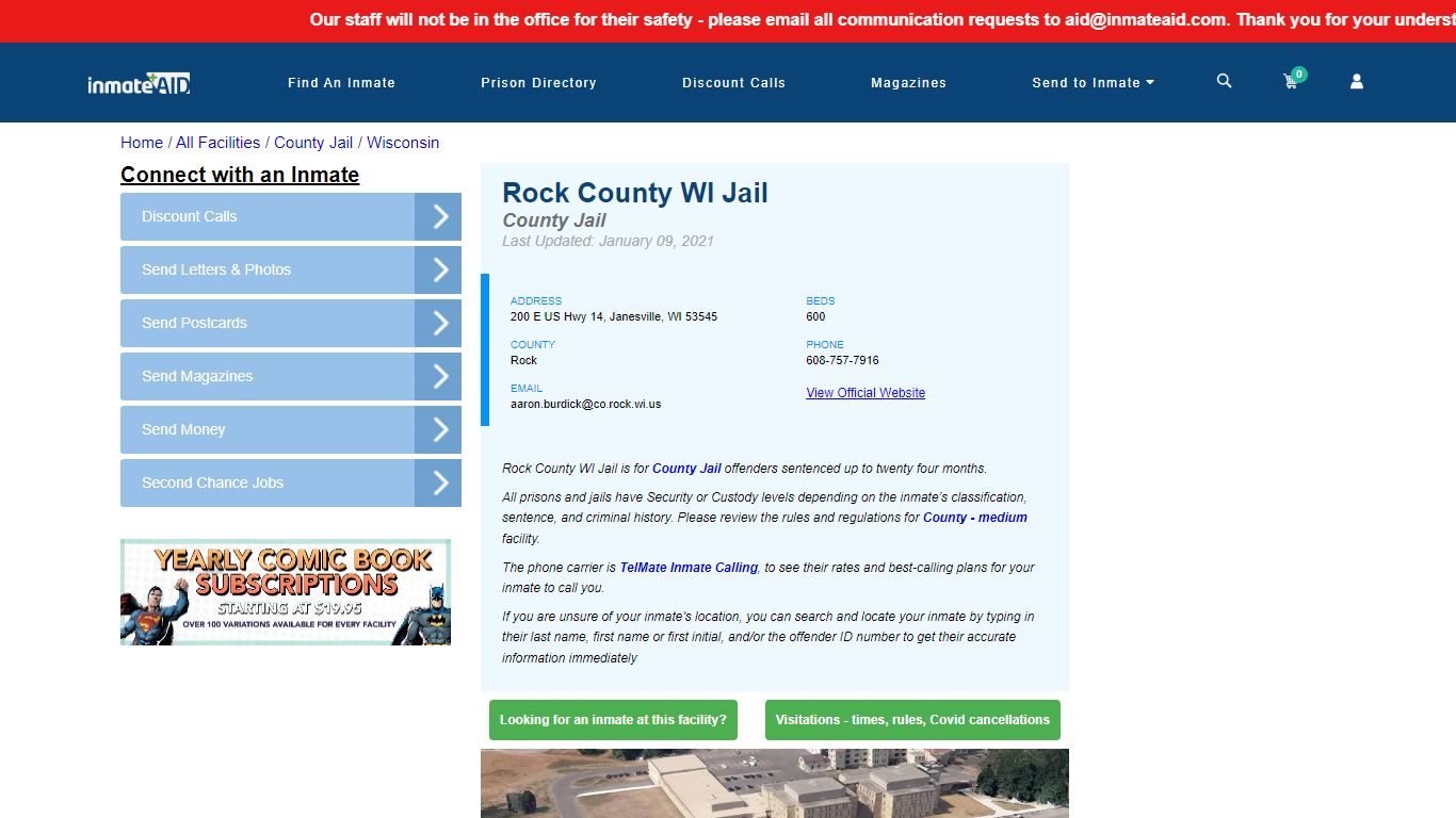 Rock County WI Jail - Inmate Locator - Janesville, WI